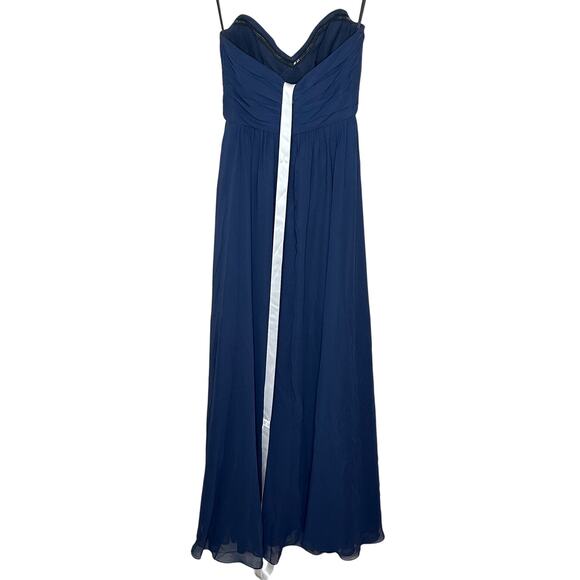 After Six NWT Blue Strapless Pleated Surplice Chiffon Maxi Dress Formal Sexy 2 - Picture 4 of 7